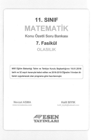 MATEMATİK KONU ÖZETLİ SORU BANKASI 7. FASİKÜL OLASILIK Fotokopinci -