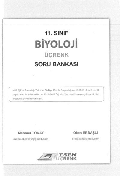BİYOLOJİ ÜÇRENK SORU BANKASI Fotokopinci -