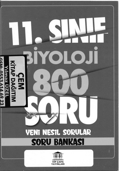 BİYOLOJİ 800 SORU YENİ NESİL SORULAR SORU BANKASI Fotokopinci -