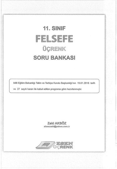 FELSEFE ÜÇRENK SORU BANKASI Fotokopinci -