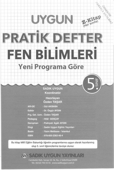 UYGUN PRATİK DEFTER FEN BİLİMLERİ Fotokopinci -