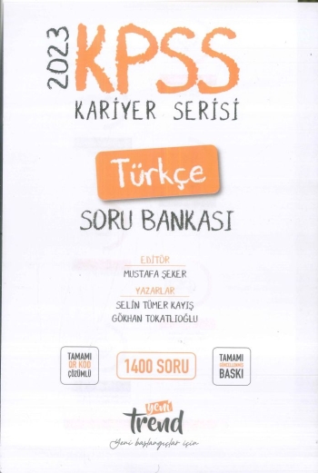 KARİYER SERİSİ TÜRKÇE SORU BANKASI 1400 SORU