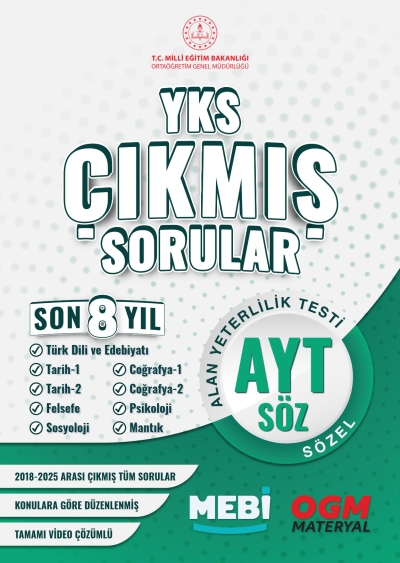 YKS Çıkmış Sorular AYT Sözel Son 8 Yıl (2018-205) MEB OGM Fotokopinci -