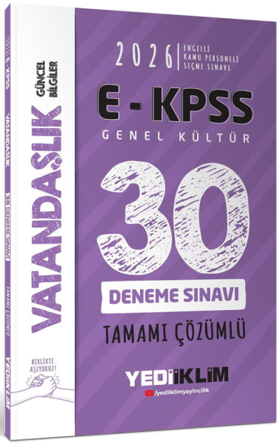2026 E-KPSS Tüm Adaylar İçin Genel Kültür Vatandaşlık Tamamı Çözümlü 30 Deneme Sınavı Yediiklim Yayınları Fotokopinci -