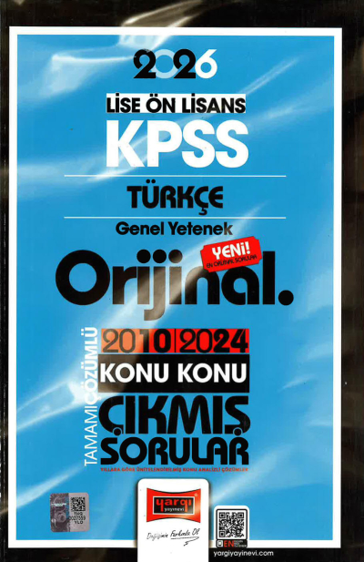 2026 KPSS Lise-Önlisans Türkçe Orijinal 2010-2024 Konu Konu Çıkmış Sorular Yargı Yayınları