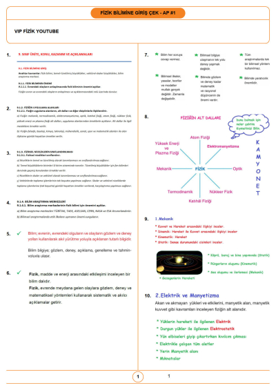 2021 Güncel TYT VİP FİZİK ÇekAP Serisi Fotokopinci -