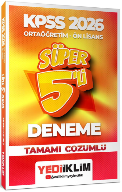 2026 Kpss Ortaöğretim-Önlisans Genel Yetenek Genel Kültür Tamamı Çözümlü Süper 5 Deneme Yediiklim Yayınları Fotokopinci -