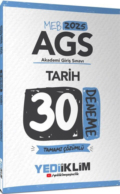 2025 MEB AGS Tarih Tamamı Çözümlü 30 Deneme Yediiklim Yayınları