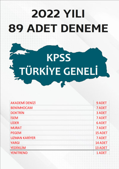 89 ADET TG DENEME 2022 YILI TG LİSTEMİZDEKİ TÜM YAYINLARI KAPSAR (TG160-TG170 ARASI) Fotokopinci -