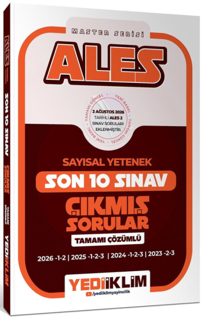ALES Sayısal Yetenek Master Serisi Tamamı Çözümlü Son 10 Sınav Çıkmış Sorular Yediiklim Yayınları Fotokopinci -