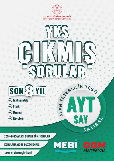 YKS Çıkmış Sorular AYT Sayısal Son 8 Yıl (2018-205) MEB OGM Fotokopinci -