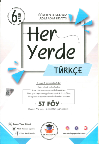 6. Sınıf Türkçe Heryerde Soru Bankası Zeka Küpü Yayınları Fotokopinci -