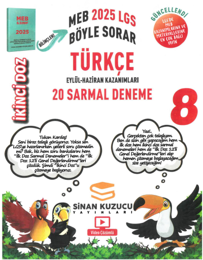 Sinan Kuzucu Yayınları 8. Sınıf İkinci Doz Türkçe 20 Sarmal Deneme Fotokopinci -