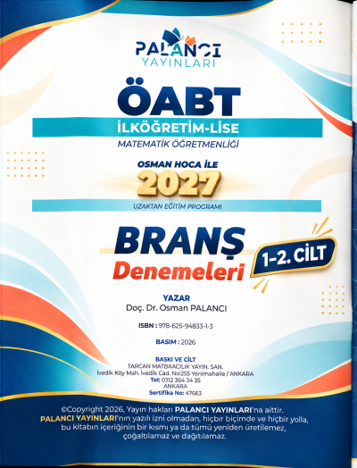 ÖABT İlköğretim Lise Matematik Branş Denemeleri 1-2 Cilt Bir Arada Osman Palancı Fotokopinci -