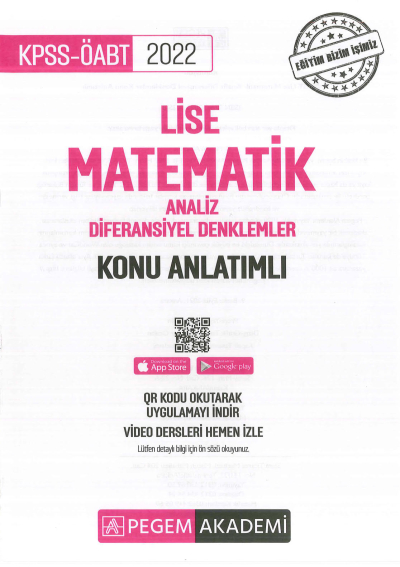 LİSE MATEMATİK ANALİZ - DİFERANSİYEL DENKLEMLER KONU ANLATIMLI Fotokopinci -