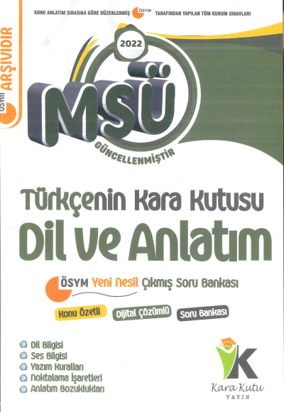 MSÜ TÜRKÇENİN KARA KUTUSU DİL VE ANLATIM SORU BANKASI Fotokopinci -