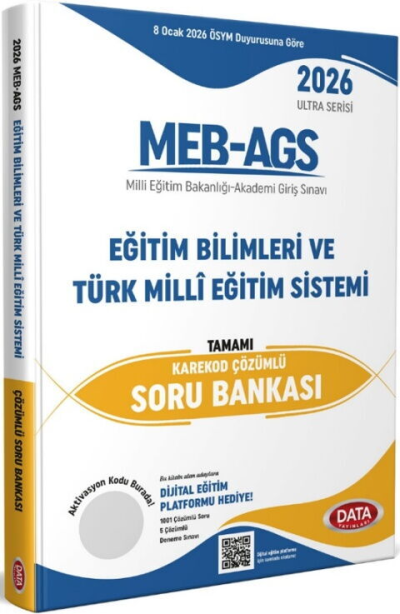 2026 MEB AGS Ultra Serisi Eğitimin Temelleri Türk Milli Eğitim Sistemi Tamamı Çözümlü Soru Bankası Data Yayınları