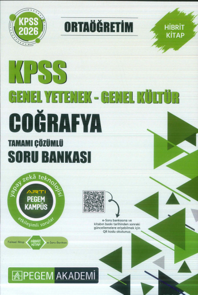 Ortaöğretim KPSS Coğrafya Tamamı Çözümlü Soru Bankası Pegem Akademi