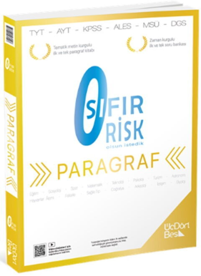 2027 TYT Paragraf Sıfır Risk Soru Bankası Video Çözümlü Üç Dört Beş Yayınları