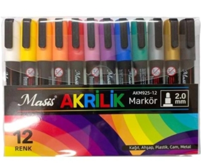 Masis 12 AKRİLİK MARKÖRÜ AKM925-12 Fotokopinci -