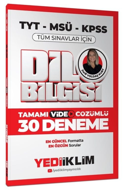 2025 KPSS MSÜ TYT Dil Bilgisi Tamamı Video Çözümlü Tüm Sınavlar için 30 Deneme Yediiklim Yayınları Fotokopinci -