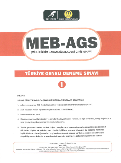 2025 MEB AGS TÜRKİYE GENELİ DENEME SINAVLARI TASARI DEV KADRO 1-2-3 DENEMELER (CEVAP ANAHTARLI) Fotokopinci -