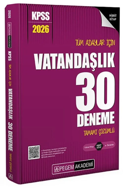2026 KPSS Tüm Adaylar İçin Vatandaşlık 30 Deneme Tamamı Çözümlü Pegem Yayınları Fotokopinci -