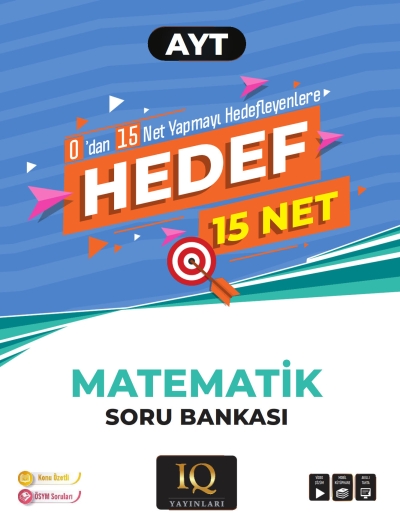 AYT Hedef 15 Net Matematik Soru Bankası IQ Yayınları Fotokopinci -