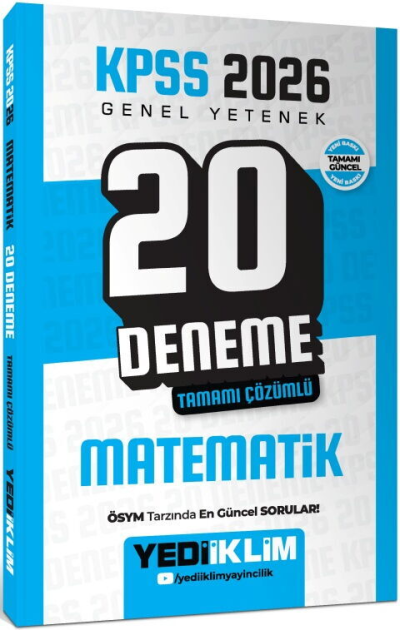 2026 KPSS Genel Yetenek Matematik Tamamı Çözümlü 20 Deneme Yediiklim Yayınları Fotokopinci -