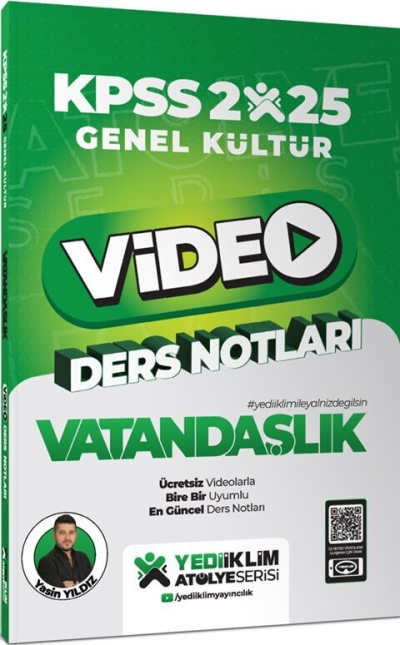 2025 KPSS Genel Kültür Vatandaşlık Video Ders Notları Yediiklim Yayınları Fotokopinci -