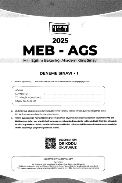 2025 MEB AGS TÜRKİYE GENELİ DENEME SINAVLARI YARGI YAYINLARI 1-2-3 DENEMELER (TAMAMI ÇÖZÜMLÜ)
