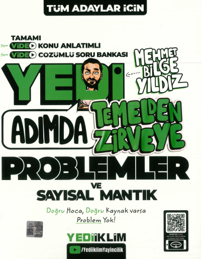 KPSS-ALES-DGS Yedi Adımda Temelden Zirveye Problemler ve Sayısal Mantık Video Konu Anlatımlı Video Çözümlü Soru Bankası Yediiklim Yayınları Fotokopinci -