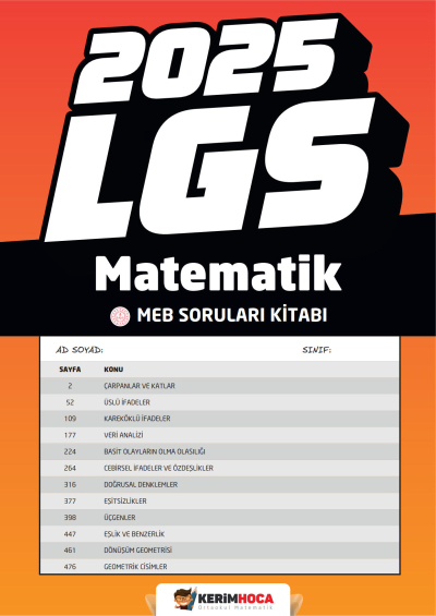 2025 LGS Matematik Meb Soruları Kitabı Kerim Hoca Fotokopinci -