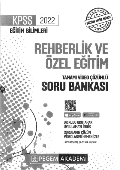 2022 KPSS Eğitim Bilimleri REHBERLİK VE ÖZEL EĞİTİM SORU BANKASI Fotokopinci -