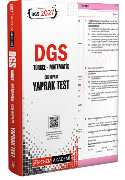 2027 DGS Türkçe Matematik Yaprak Test Pegem Akademi Fotokopinci -
