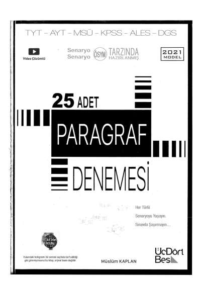 TYT AYT Paragraf 25 Deneme Fotokopinci -
