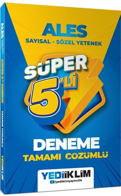 2027 ALES Tamamı Çözümlü Süper 5 li Deneme Yediiklim Yayınları Fotokopinci -