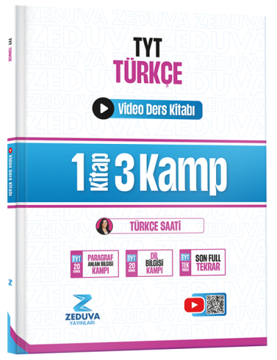 Türkçe Saati TYT Türkçe 1 Kitap 3 Kamp Video Ders Kitabı Zeduva Yayınları