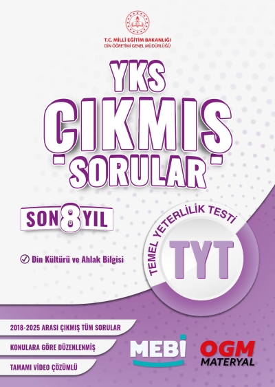 YKS Çıkmış Sorular TYT Din Kültürü ve Ahlak Bilgisi Son 8 Yıl (2018-205) MEB OGM Fotokopinci -