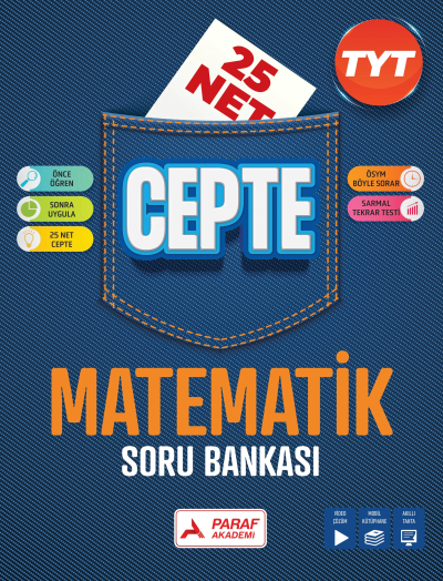 TYT Matematik Soru Bankası 25 Net Cepte Soru Bankası PRF Paraf Yayınları Fotokopinci -