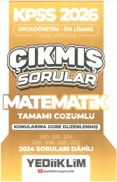 2026 KPSS Ortaöğretim-Önlisans Matematik Konularına Göre Çıkmış Sorular(2024 soruları dahil) Yediiklim Yayınları Fotokopinci -