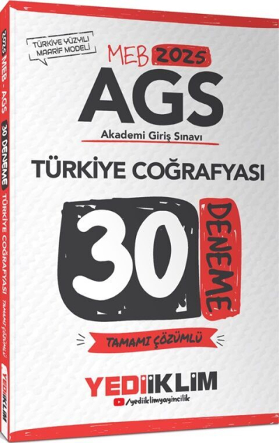 2025 MEB AGS Türkiye Coğrafyası Tamamı Çözümlü 30 Deneme Yediiklim Yayınları Fotokopinci -
