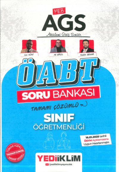2025 MEB-AGS ÖABT Sınıf Öğretmenliği Soru Bankası Çözümlü Yediiklim Yayınları Fotokopinci -