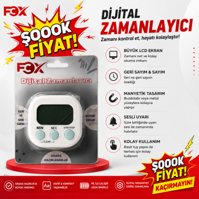 Öğrenci Kronometresi Dijital Zamanlayıcı Mıknatıslı FCZ-100 (Beyaz) Fotokopinci -