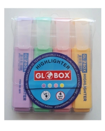 Globox Fosforlu Kalem Pastel Renk 4.lü Fotokopinci -