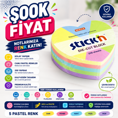 Neon 250 Yaprak Yapışkanlı 51x51 Küp Not Kağıdı Fotokopinci -