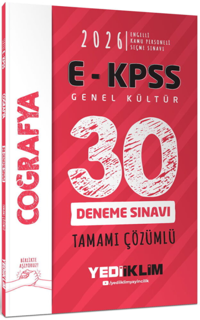 2026 E-KPSS Tüm Adaylar İçin Genel Kültür Coğrafya Tamamı Çözümlü 30 Deneme Sınavı Yediiklim Yayınları Fotokopinci -
