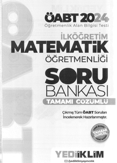 İLKÖĞRETİM MATEMATİK ÖĞRETMENLİĞİ SORU BANKASI TAMAMI ÇÖZÜMLÜ Fotokopinci -