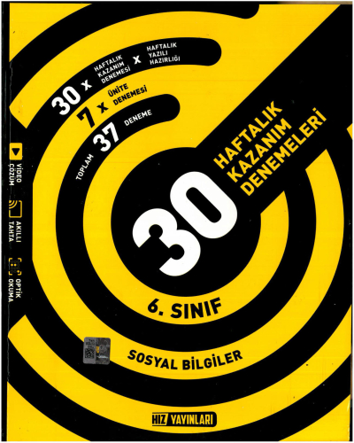 6.Sınıf Sosyal Bilgiler Haftalık Kazanım Denemeleri Hız Yayınları