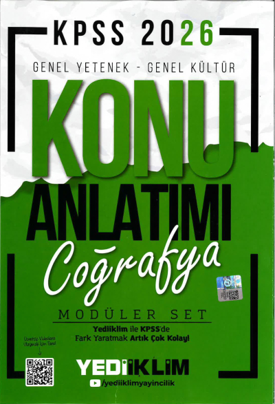 COĞRAFYA Yediiklim 2026 KPSS Genel Yetenek Genel Kültür Konu Anlatımı Modüler Yediiklim Yayınları Fotokopinci -